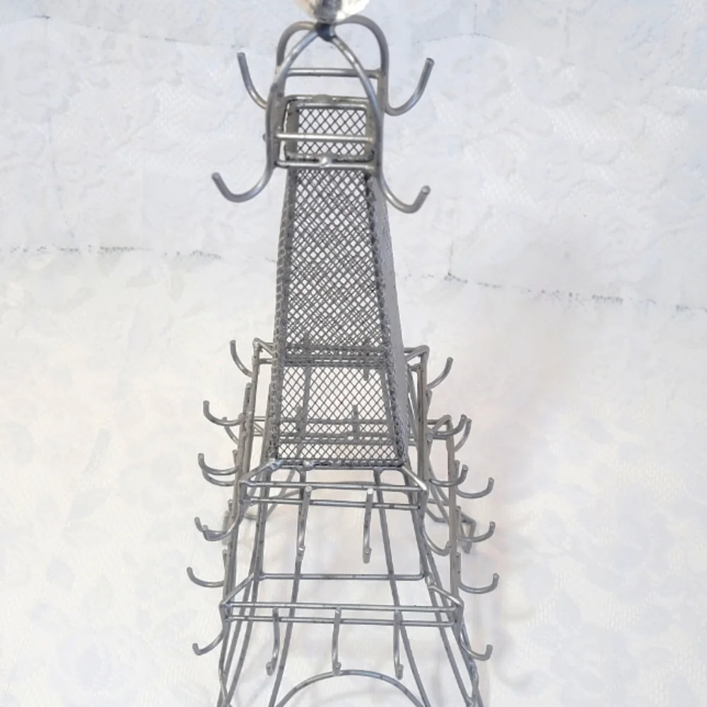 Paris Eiffel Tower Metal Jewelry Organizer Stand Necklace Bracelet Ring Holder